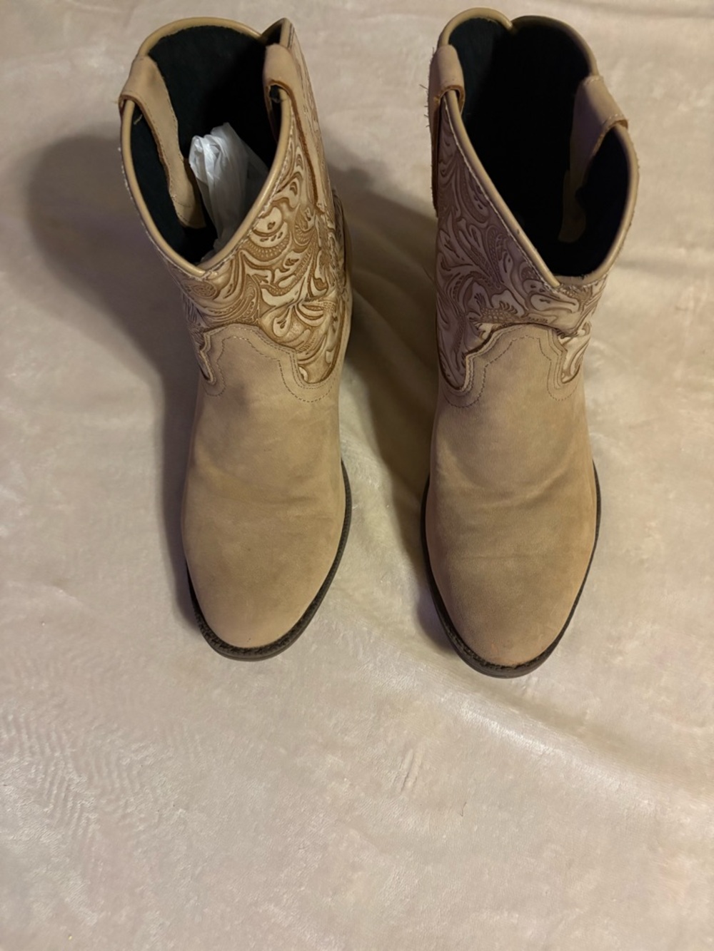 dingo Tan Embroidered Western Ankle Boots